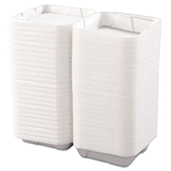 Boardwalk 0100 White Color Large 1 Compartment Snap-It Foam Hinged Carryout Container (Case of 200)