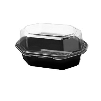 Solo 861012-PM94 6.75 in Black/Clear PM Plastic Hinged Container, 6.79 X 5 in (Case of 200)