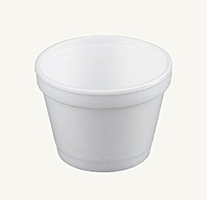 Dart 4J6, 4-Ounce Customizable White Foam Cold And Hot Food Container with White Plastic Flat Vented Lid, Dessert Ice-Cream Yogurt Cups, Sauce Dressing Containers with Matching Covers (50)