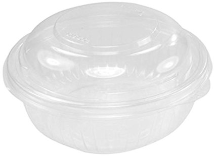 Dart C16BCD, 16-Ounce PresentaBowls Clear Plastic Salad Bowl with Clear Dome Lid, Serving/Catering Take Out Deli Bowls, Carry Out Food Containers (100)