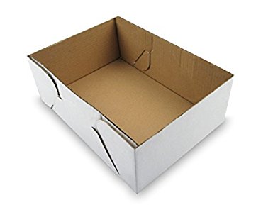 W PACKAGING WPOSCB25B Plain Oversized Cake Box (Bottom Only) for Rectangular Cakes, Quarter-Sheet, B-Flute, White (Pack of 50)