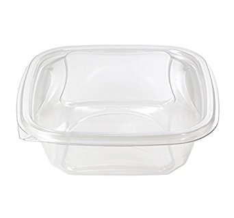 Clear Plastic Salad Bowl with Lids - (50 per pack) Portion Square Fruit 32 oz.