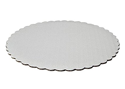 W PACKAGING WPCC10W Round Cake Pad, C-Flute, Scalloped Edge, 10