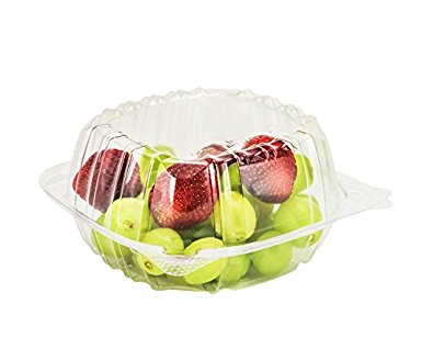 SafePro 6x6x3 Clear Hinged Lid Plastic Container, Square Cold Clamshell Container, (Case of 200)