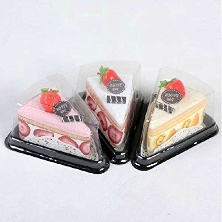 50 PCS Premium Decorative Fancy Plastic Cake Pie Slice Holder Box Clear Top