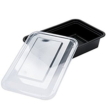 SafePro 38 oz. Black Rectangular Microwavable Container with Clear Lid (Case of 100)