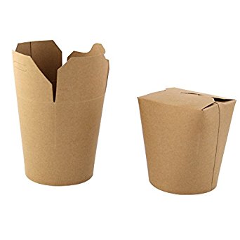 PacknWood Round Kraft To-Go Container with Fold and Close Lid, 16 oz. Capacity, Brown (Case of 500)