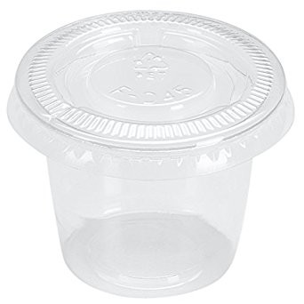 Benail Plastic Disposable Portion Cups Souffle Cup with Lids, 1-Ounce, 200-Pack