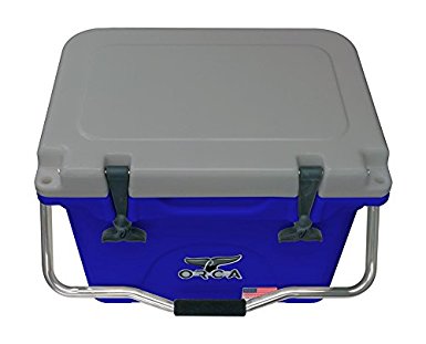 ORCA ORCBL/GR020 Cooler with Single Flex-Grip Stainless Steel Handle for Simple Solo Portage, 20 quart, Blue/Grey