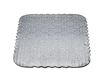 W PACKAGING WPSD4325 Quarter-Sheet, Double Wall, Scalloped Edge Cake Pad, Corrugated with Coated Embossed Foil, 13.5