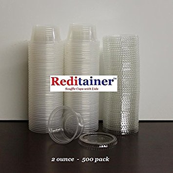 Reditainer Jello Shot Souffle Portion Cups with Lids (500, 2 ounce)