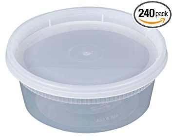 Newspring YL2508 DELItainer Clear Round Deli Container Combo Pack 240/CS, 8 oz