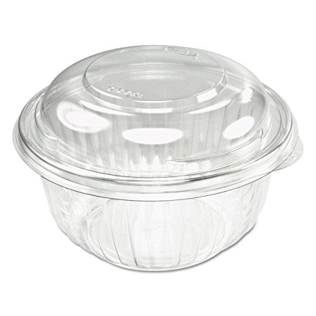 Dart C12BCD, 12-Ounce PresentaBowls Clear Plastic Salad Bowl with Clear Dome Lid, Serving/Catering Take Out Deli Bowls, Carry Out Food Containers (50)