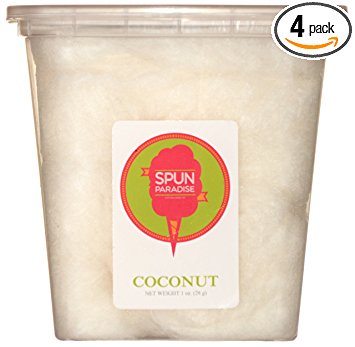 Coconut Cotton Candy Spun Paradise #1 Organic Fairy Floss, Pack of Four, Tasty...