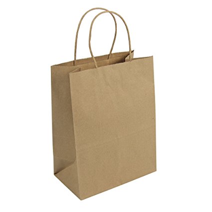 Duro ID# 87097 Tempo Shopping Bag 60# 100% Recycled Natural Kraft 250pk 8 x 4.5 x 10.25