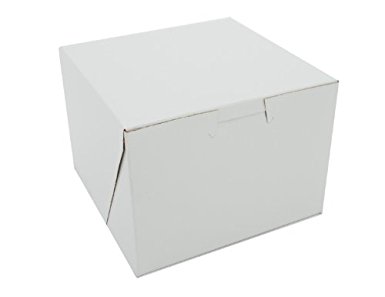 Southern Champion Tray 0902 Premium Clay Coated Kraft Paperboard White Non-Window Lock Corner Bakery Box, 5-1/2 Length x 5-1/2 Width x 4