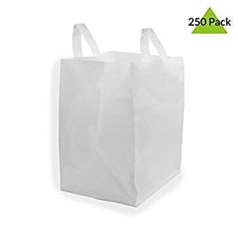 12x16x10 Case Of 250 Pcs. White Plastic Shopping Bags, Take Out Bags, Merchandise Bags