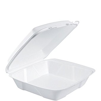 Dart 90HT1R Lg Foam Hinged Container, 9 in (Case of 200)