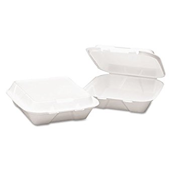 Boardwalk 0101 White Color Large 3 Compartment Snap-It Foam Hinged Carryout Container (Case of 200)