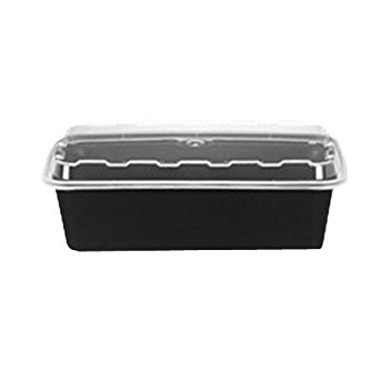 Cube Plastics CR937 - 38 Ounce Black Oblong Plastic Container with Clear Dome Lid Combo - 150 per case