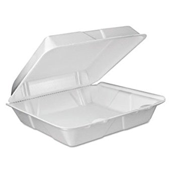 DCC90HTPF1VR - Foam Vented Hinged Lid Containers, 9w X 9 2/5d X 3h, White