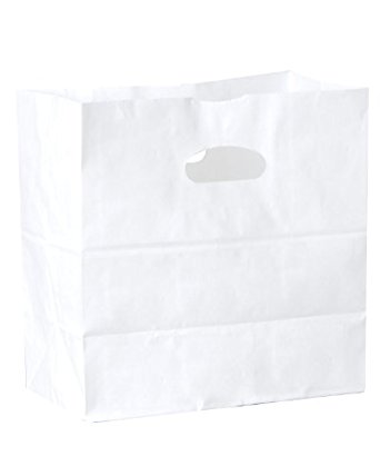 Duro ID# 83862 Die Cut Handle Bag 40# White 500pk 11 x 6 x 11