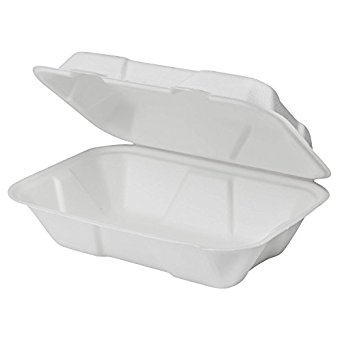 Lollicup KE-BHC96-1C Karat Earth Bagasse Hinged Clamshell Container, 9