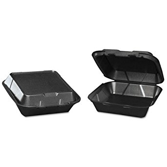 Genpak SN240-3L 8-1/4-Inch Length by 8-Inch Width by 3-Inch Height Black Color Medium Snap It Foam Hinged Lid Dinner Container 100-Pack (Case of 2)