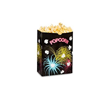 Bagcraft Papercon 300450 Theater Popcorn Bag with Black FunBurst Design, 130 oz Capacity, 9-5/8