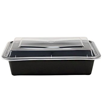 KZ Industrial 05144 Rectangle Black Microwaveable Container with Lid, Kari Out 8