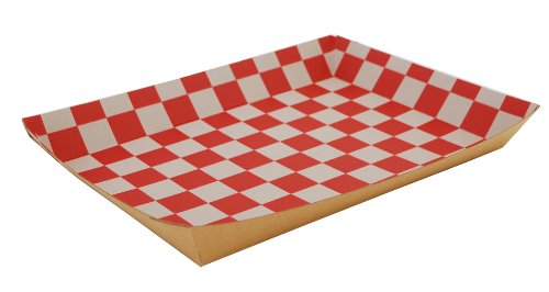 Southern Champion Tray 0590 Kraft Paperboard Red Checkerboard Interior Nested Lunch Tray, 10-1/2