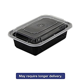 Pactiv NC838B Black Base Oblong Contaner with Clear Dome Lid, 24 oz - 150 per case