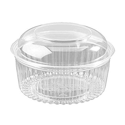 Dart C48BCD, 48-Ounce PresentaBowls Clear Plastic Bowl with Clear Dome Lid, Serving/Catering Take Out Salad Deli Bowls, Carry Out Food Containers (50)