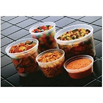 192-piece Plastic Clear Deli Container Combo/48 SETS each 16-32 oz Delitainer