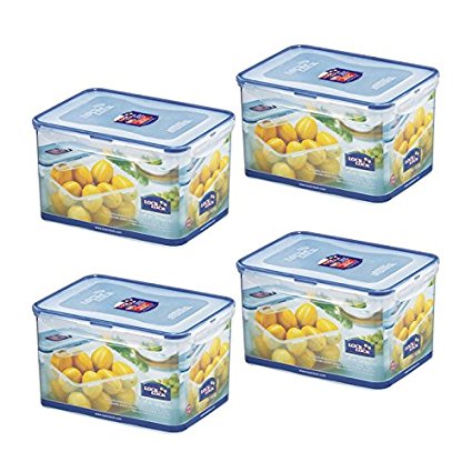 (Pack of 4) Lock & Lock Airtight Rectangular Tall Food Storage Container 152.16-oz / 19.02-cup