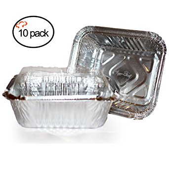 TigerChef TC-20300 Durable Aluminum Oblong Foil Pan Containers with Clear Dome Lids, 1 Pound Capacity, 5.56