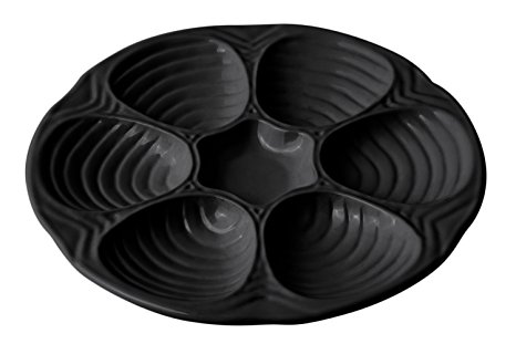 Bon Chef 5017BLK Aluminum Oyster/Clam Plate, 10-1/2