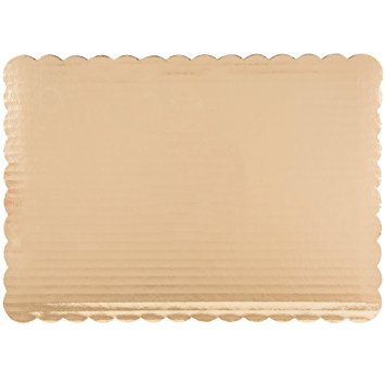 Gold Cake Board - Scalloped Edge Rectangle Quarter Sheet 14