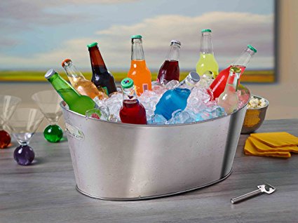 BirdRock Home Oval Party Beverage Tub | Holds Soda, Beer, Wine and Champagne | Stainless Steel